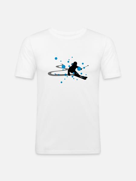 Winter - Skifahrer - Männer Slim Fit T-Shirt - Weiß