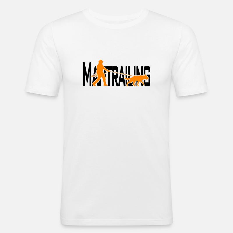 Mantrailing Orange/Schwarz - Männer Slim Fit T-Shirt - Weiß