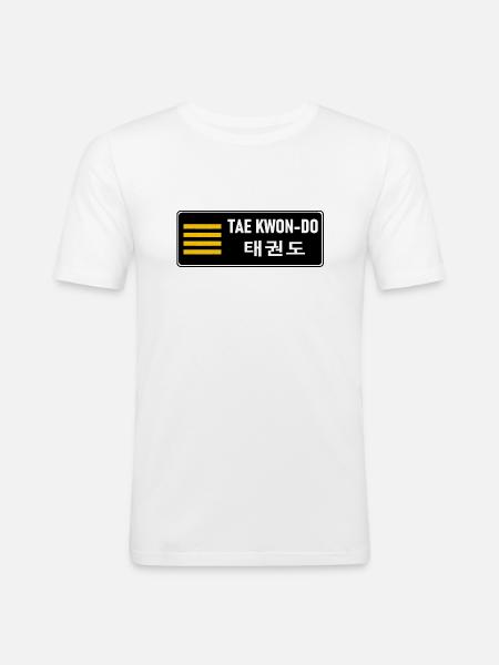 MATS082 Black belt 4th Dan ITF TKD - Men's Slim Fit T-Shirt - white