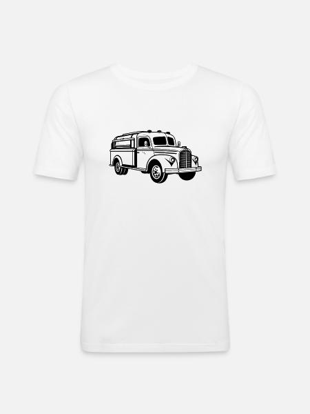 Lkw - Männer Slim Fit T-Shirt - Weiß