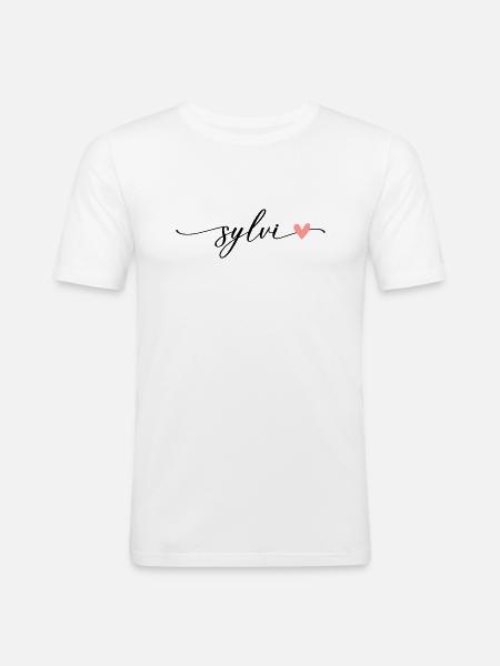 Sylvi Name Calligraphy Font - Men's Slim Fit T-Shirt - white