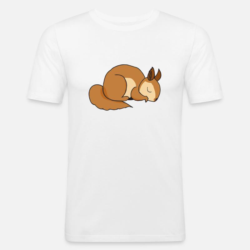 Sleeping Squirrel Gift Idea Pyjamas - Men's Slim Fit T-Shirt - white