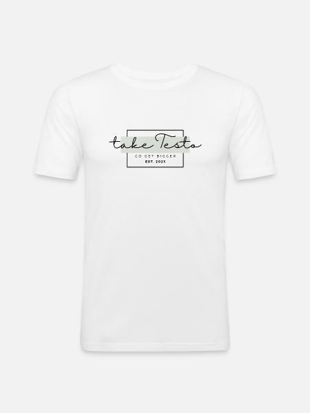 take Testo - Männer Slim Fit T-Shirt - Weiß