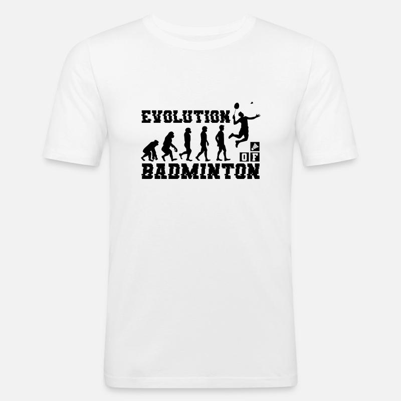 Badminton Evolution Silhouette - Männer Slim Fit T-Shirt - Weiß