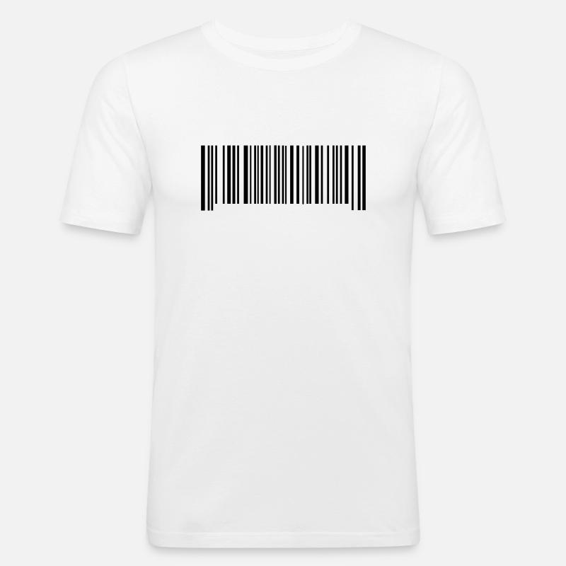 Strichcode - Männer Slim Fit T-Shirt - Weiß