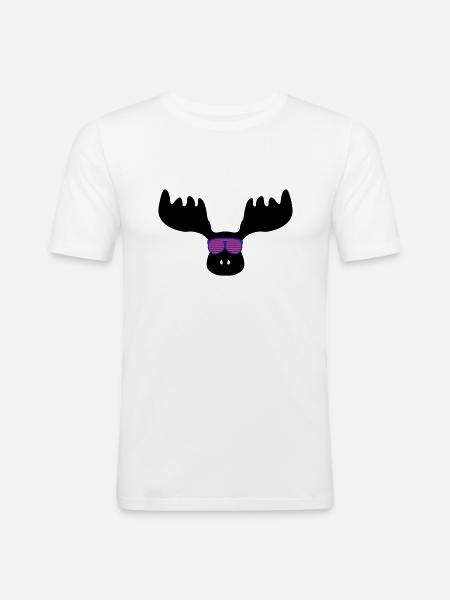 elch_mit_sonnenbrillebrille - T-shirt près du corps Homme - blanc