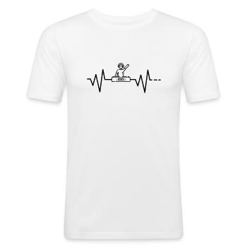 Heartbeat DJ, Music, EDM, Music Party Disco, Club - Men's Slim Fit T-Shirt - white - Front - Nik (191cm)