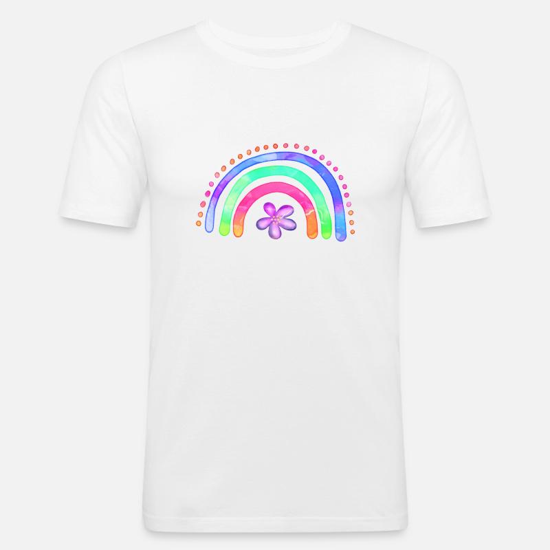 Regenbogen - Männer Slim Fit T-Shirt - Weiß