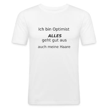 Optimist - Männer Slim Fit T-Shirt - Weiß - Vorne - Nik (191cm)