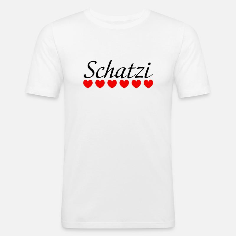 Herzchen Schatzi - Männer Slim Fit T-Shirt - Weiß