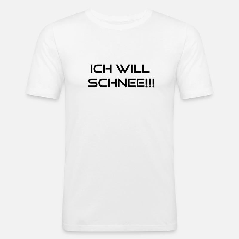 ich will schnee - Männer Slim Fit T-Shirt - Weiß