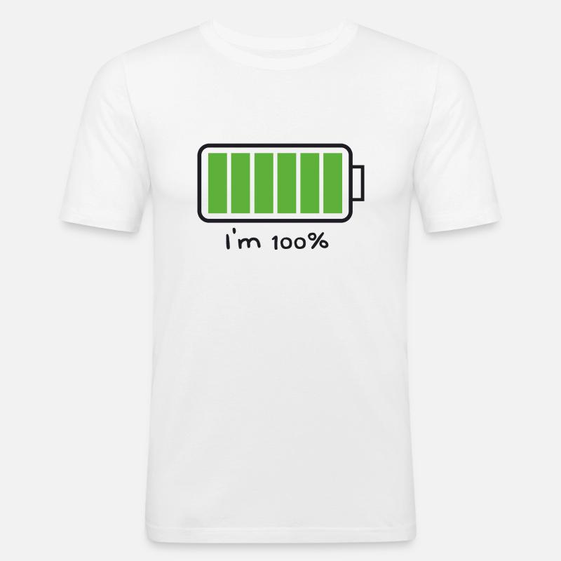 Ich bin 100% - Männer Slim Fit T-Shirt - Weiß