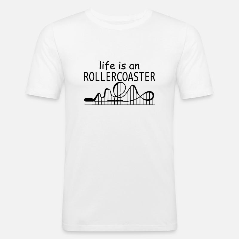 Rollercoaster Achterbahn - Männer Slim Fit T-Shirt - Weiß