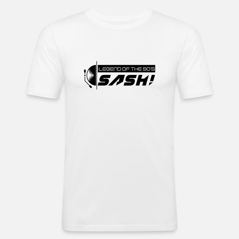 DJ SASH! Legend - Männer Slim Fit T-Shirt - Weiß