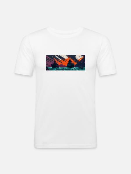 Shipy Ocean - Männer Slim Fit T-Shirt - Weiß
