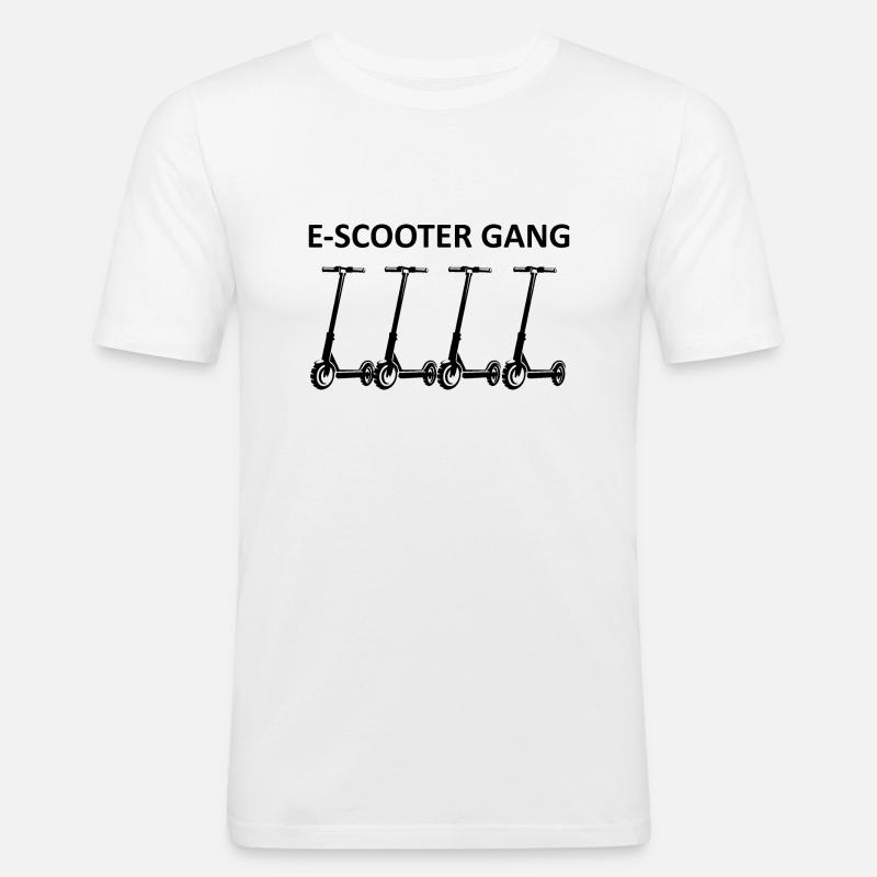E-Scooter E-Roller Scooter - Männer Slim Fit T-Shirt - Weiß