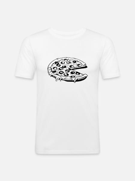 Pizza Restauration rapide Pizzeria - T-shirt près du corps Homme - blanc