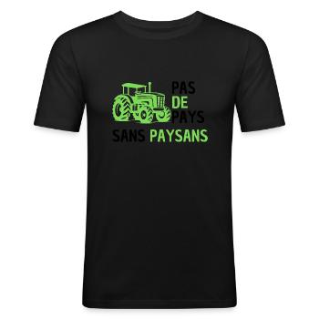No country without peasants - Men's Slim Fit T-Shirt - black - Front - Nik (191cm)