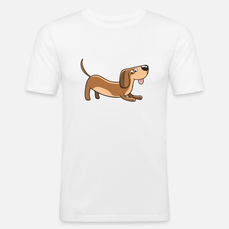 Dackel - süßer Comic-Dackel - Männer Slim Fit T-Shirt - Weiß