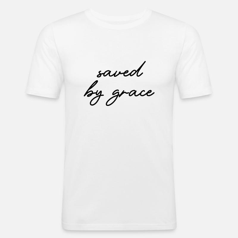 saved by grace - Männer Slim Fit T-Shirt - Weiß