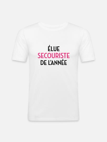 Secourisme / Secouriste / Secours / Secourir - T-shirt près du corps Homme - blanc