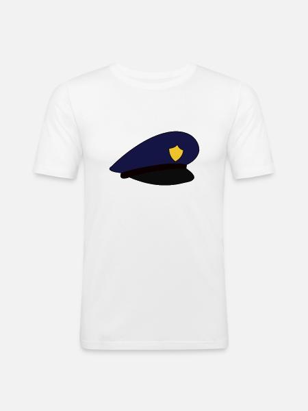 Polizeimütze Mütze Polizei - Männer Slim Fit T-Shirt - Weiß