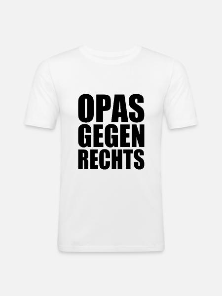 Opas gegen rechts - Männer Slim Fit T-Shirt - Weiß