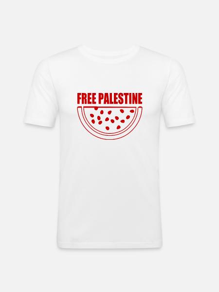 Free palestine melon pastèque - T-shirt près du corps Homme - blanc