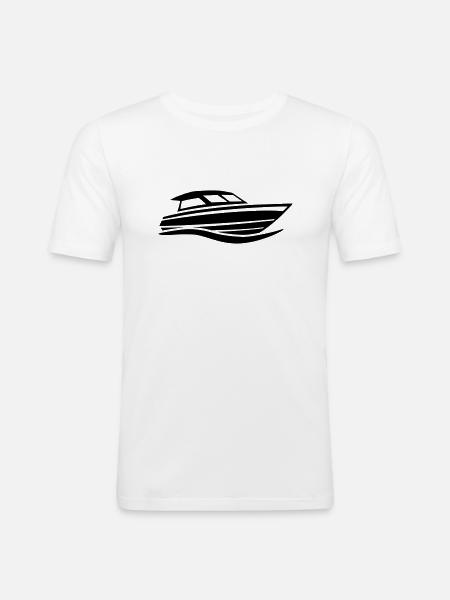 Motorboot - Männer Slim Fit T-Shirt - Weiß