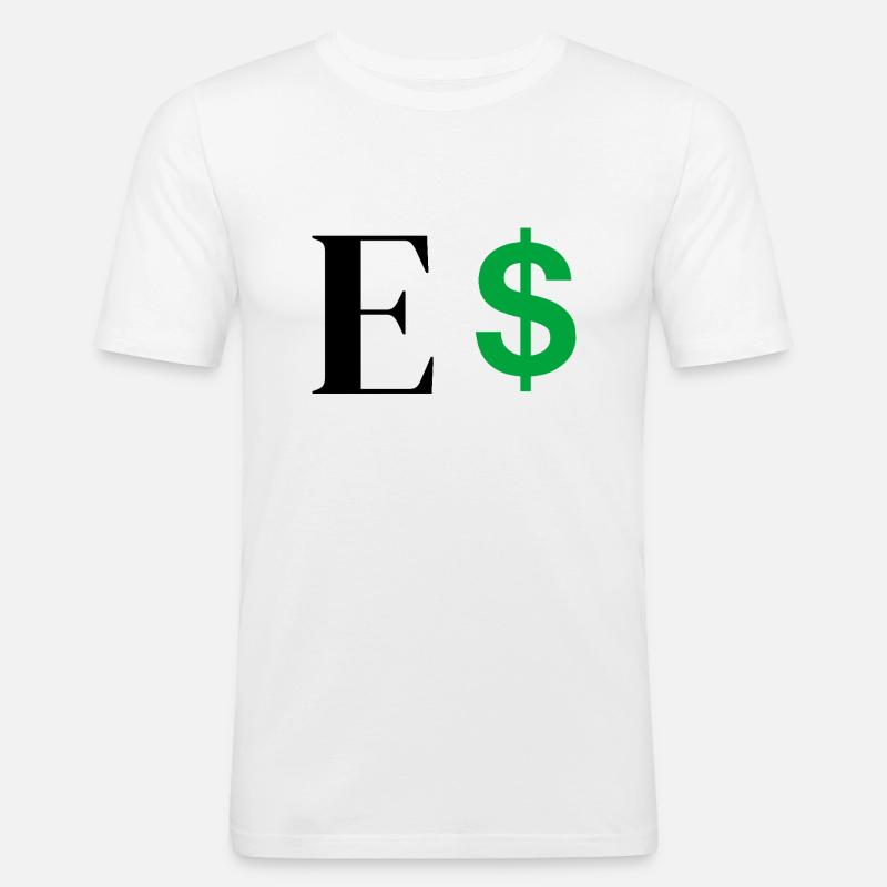 Buchstabe E Dollar - Männer Slim Fit T-Shirt - Weiß