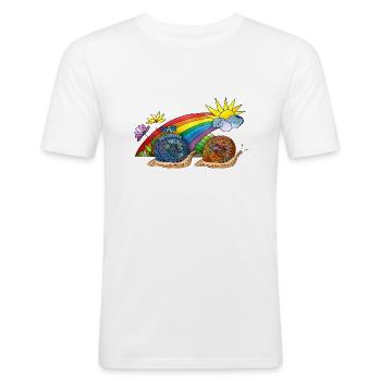 Schnecken - Männer Slim Fit T-Shirt - Weiß - Vorne - Nik (191cm)