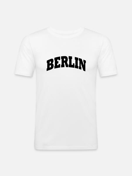 Berlin Schriftzug - Männer Slim Fit T-Shirt - Weiß