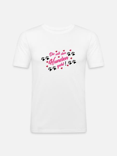 die_mit_den_hunden_geht_002 - Männer Slim Fit T-Shirt - Weiß