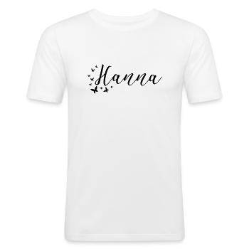 Hanna nom de famille prénom nom de jeune fille - T-shirt près du corps Homme - blanc - Devant - Nik (191cm)