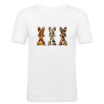 Lustige Osterhasen - Männer Slim Fit T-Shirt - Weiß - Vorne - Nik (191cm)