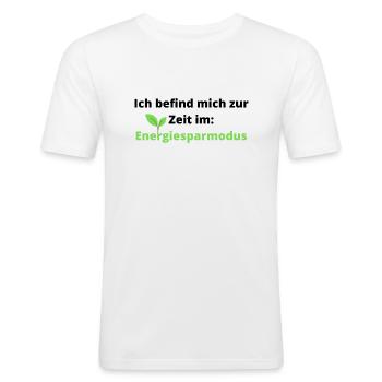 cooler/lustiger Spruch: - Männer Slim Fit T-Shirt - Weiß - Vorne - Nik (191cm)