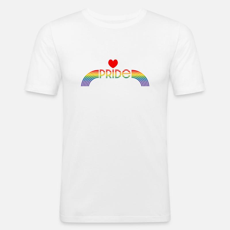 Regenbogen pride rainbow herz - Männer Slim Fit T-Shirt - Weiß