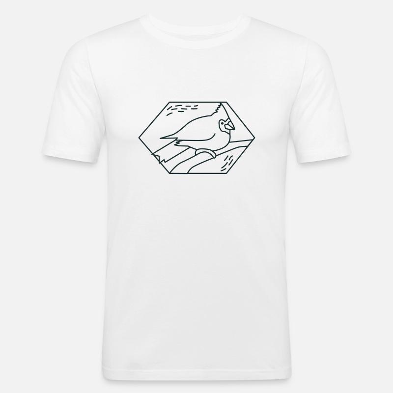 Diamant Kardinalvogel - Männer Slim Fit T-Shirt - Weiß