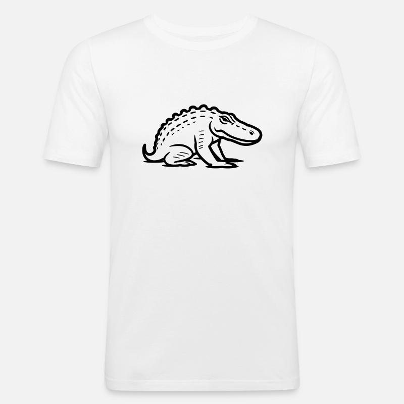 Krokodil - Männer Slim Fit T-Shirt - Weiß