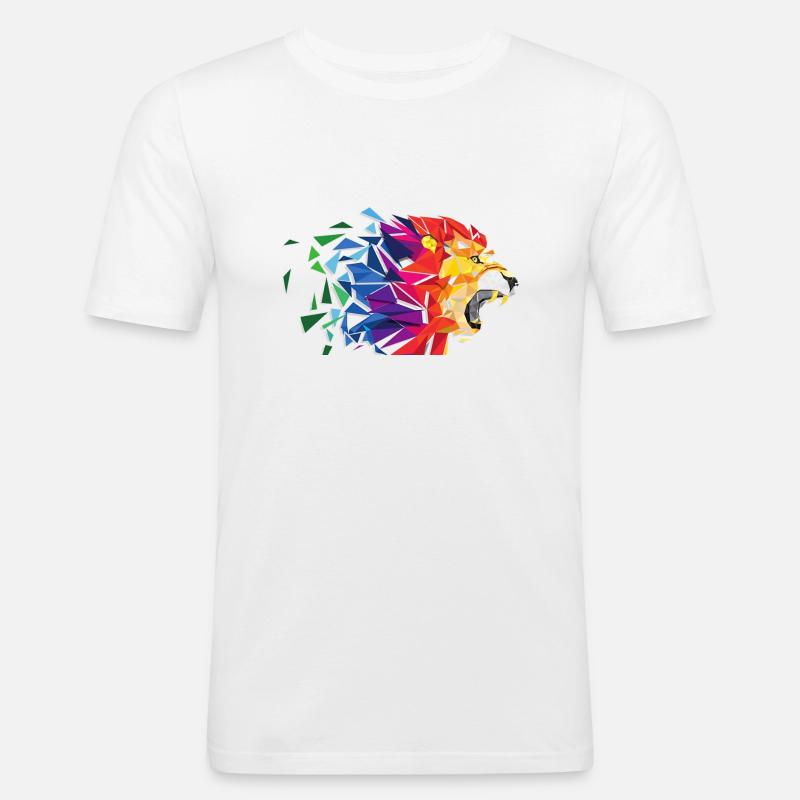 Löwe - Männer Slim Fit T-Shirt - Weiß