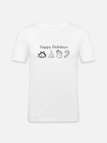 Happy Holidays - Männer Slim Fit T-Shirt - Weiß