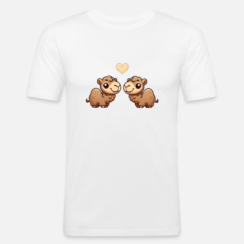 kamel cartoon love - Männer Slim Fit T-Shirt - Weiß