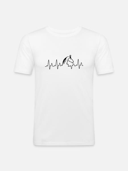 Herzschlag Pferd HD - Männer Slim Fit T-Shirt - Weiß