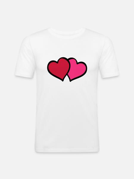 hearts comic - Männer Slim Fit T-Shirt - Weiß