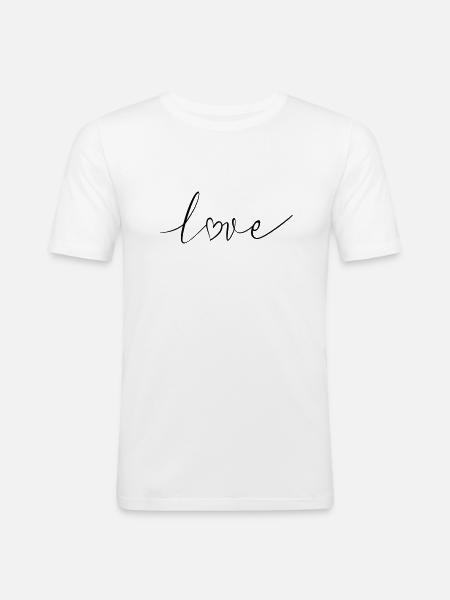 Amor amor letras caligrafía fuente - Camiseta ajustada hombre - blanco