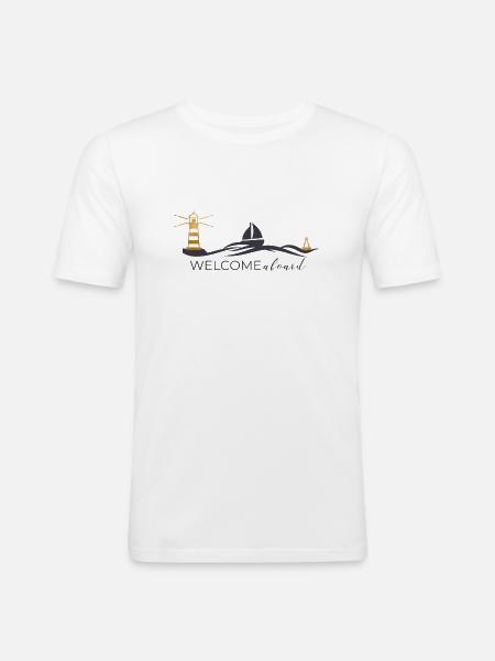 Segler WELCOMEaboard - Männer Slim Fit T-Shirt - Weiß