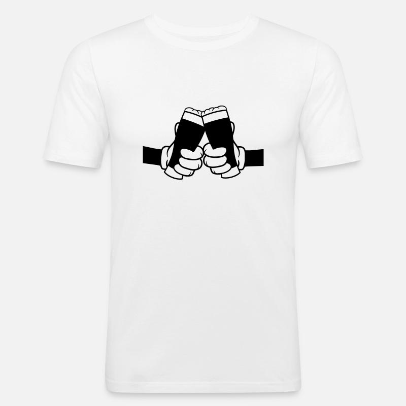 Comic 2 Freunde Biergläser - Männer Slim Fit T-Shirt - Weiß