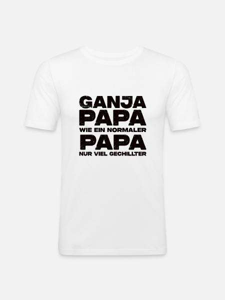 Ganja Papa - Männer Slim Fit T-Shirt - Weiß