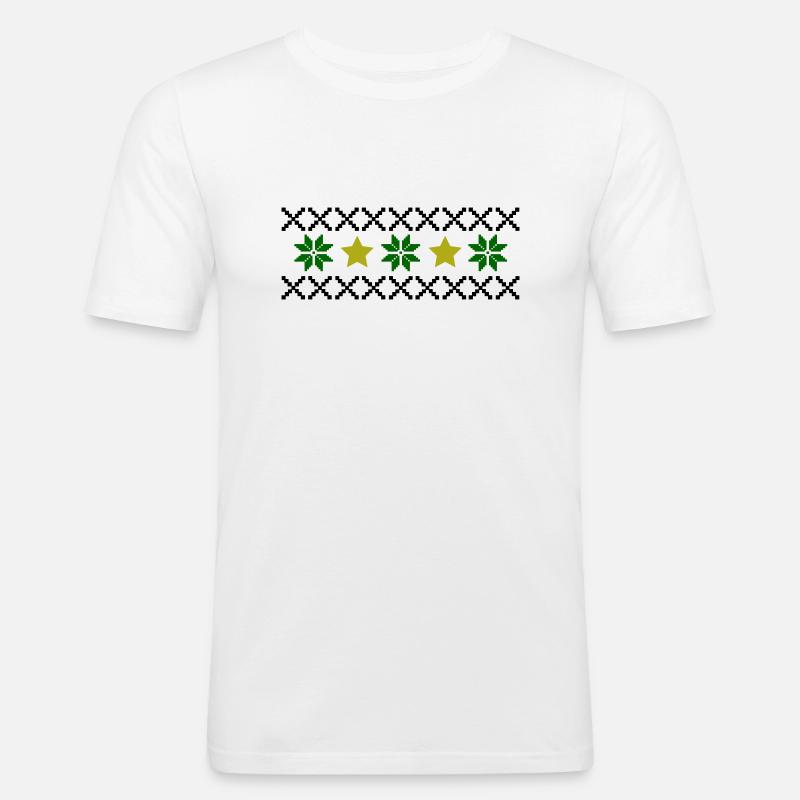 Norwegen Muster - Männer Slim Fit T-Shirt - Weiß