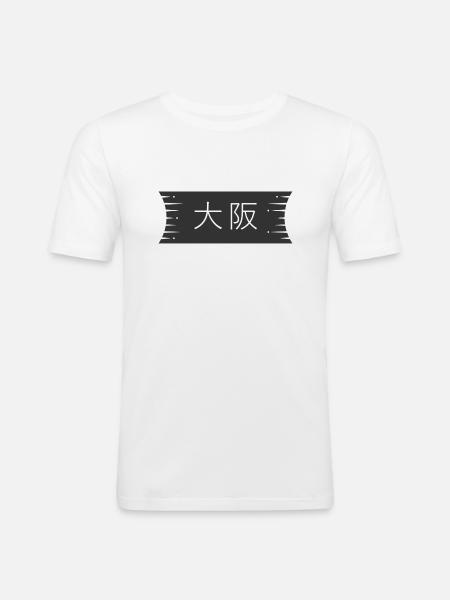 Osaka Japan Logo - Männer Slim Fit T-Shirt - Weiß